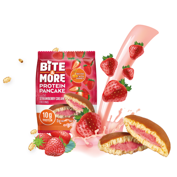 بانكيك بروتين بالفراولة بايت اند مور بانكيك بروتين بالفراولة بايت اند مور